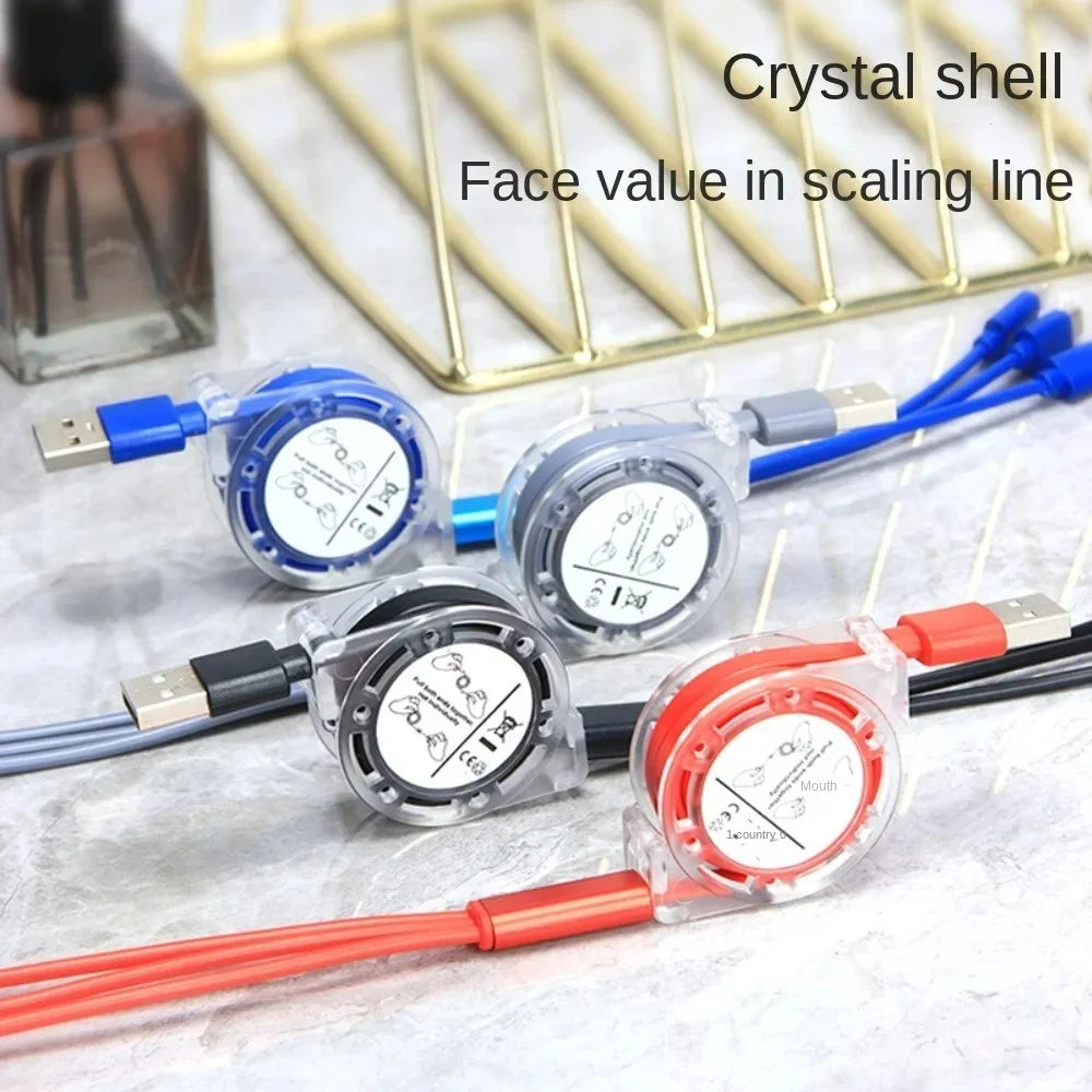 3-In-1 Retractable Data USB Cable Fast Charging for Iphone Type-C Micro USB for Android Xiaomi Huawei Samsung USB Charger Wire